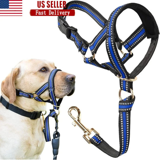 No Pull Dog Head Halter for Heavy Pullers Gentle Face Harness with Reflective Leash for Medium Aggressive Dogs
