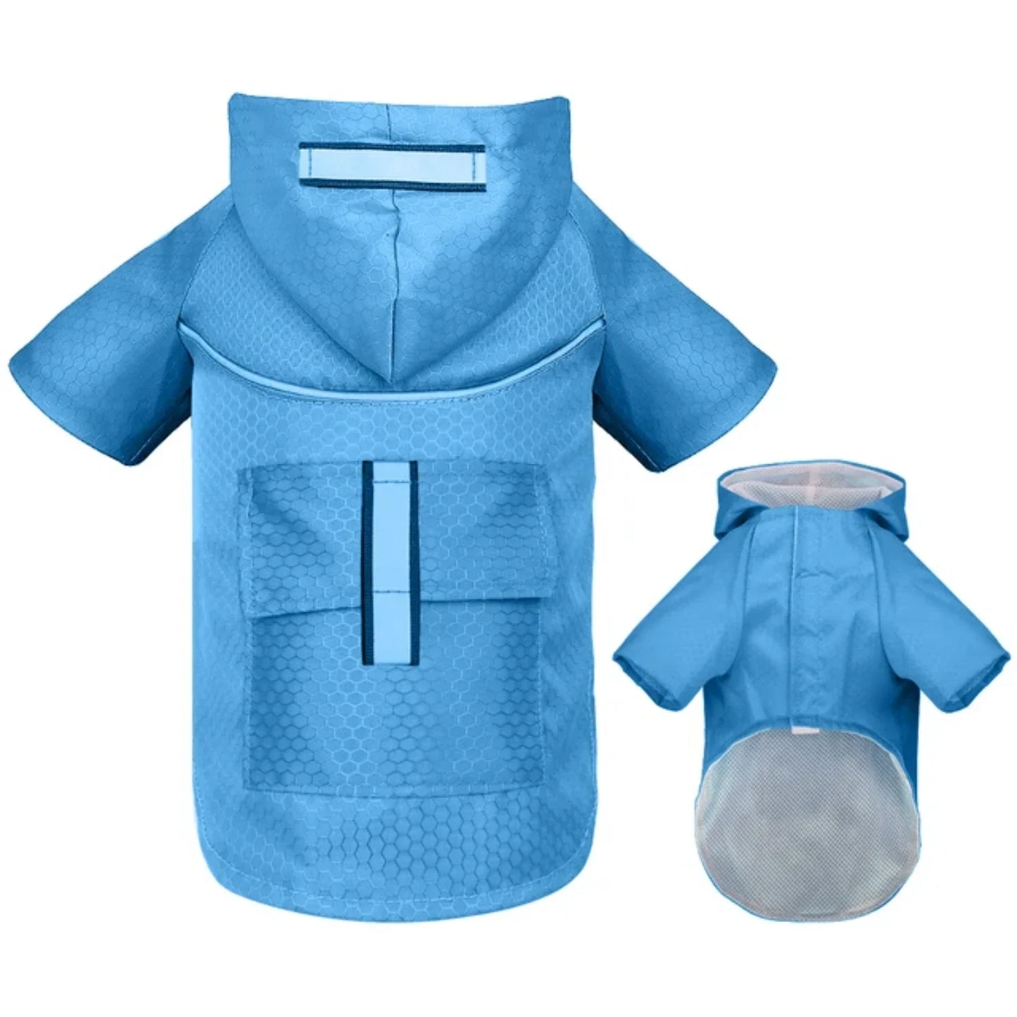 Mesh Breathable Small Dog Raincoat Reflective Hooded Jacket