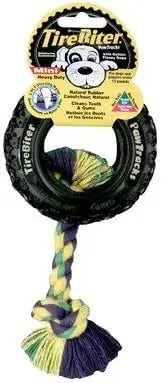 Mammoth Tire Biter Paw Track Rope Dog Toy Black Two 6 Inch