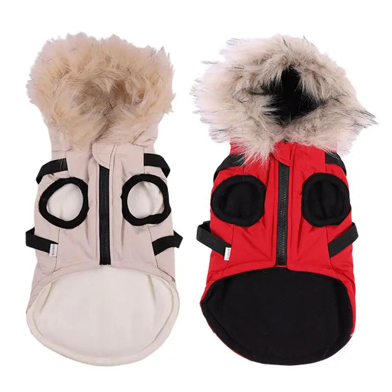 Winter Dog Jacket With Harness Warm Waterproof Hooded Coat
