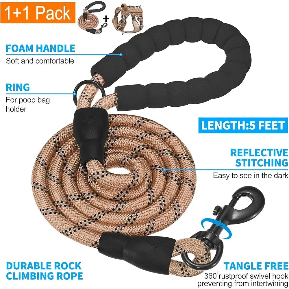 Heavy Duty Tactical Dog Harness No Pull Reflective Molle