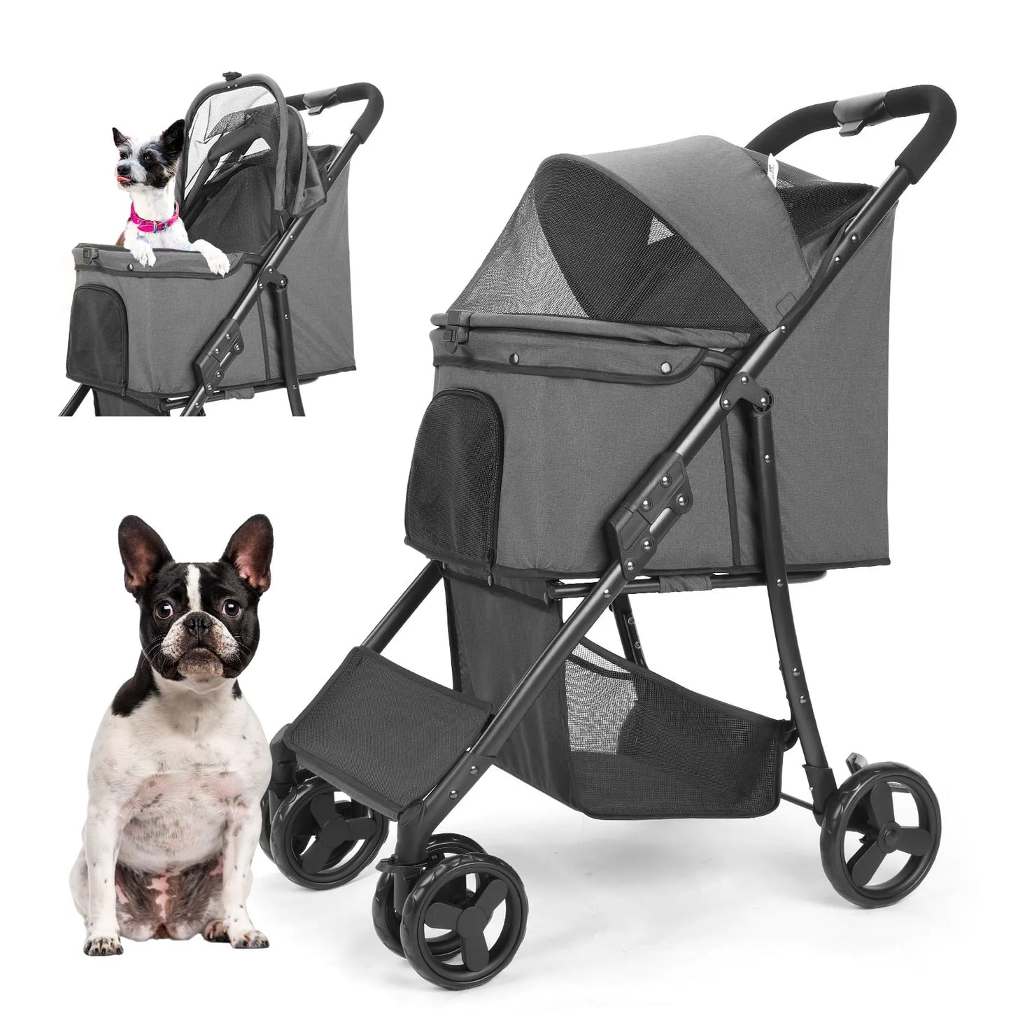Top  Brand Wedyvko Pet Stroller  Wheels Dog Stroller 360 Rotate with Brakes Basket for Small to Medium Sized Dog