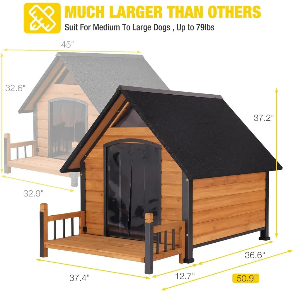 Heated Outdoor Dog House With Metal Frame Insulated Kennel