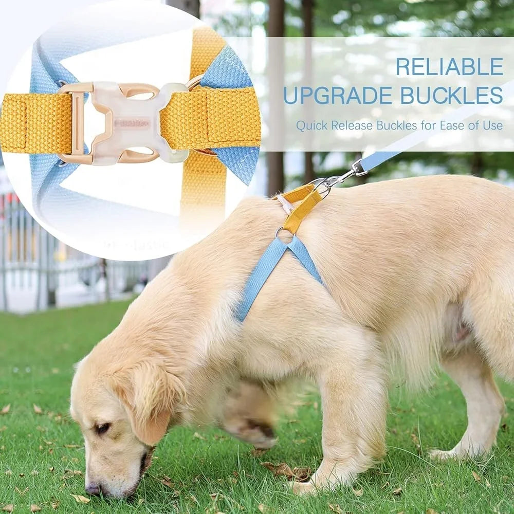 No Pull Dog Harness Set Adjustable Lightweight Cotton Halter With Leash Poop Bag Holder Escape Proof Step In Design