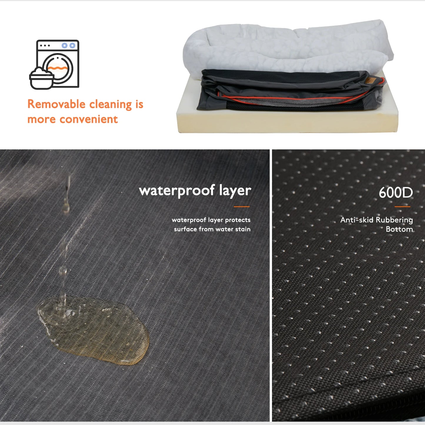 Large Dog Bed Soft Comfortable Anti Allergy Warm Fleece Removable Washable Cover Waterproof Pet Bed