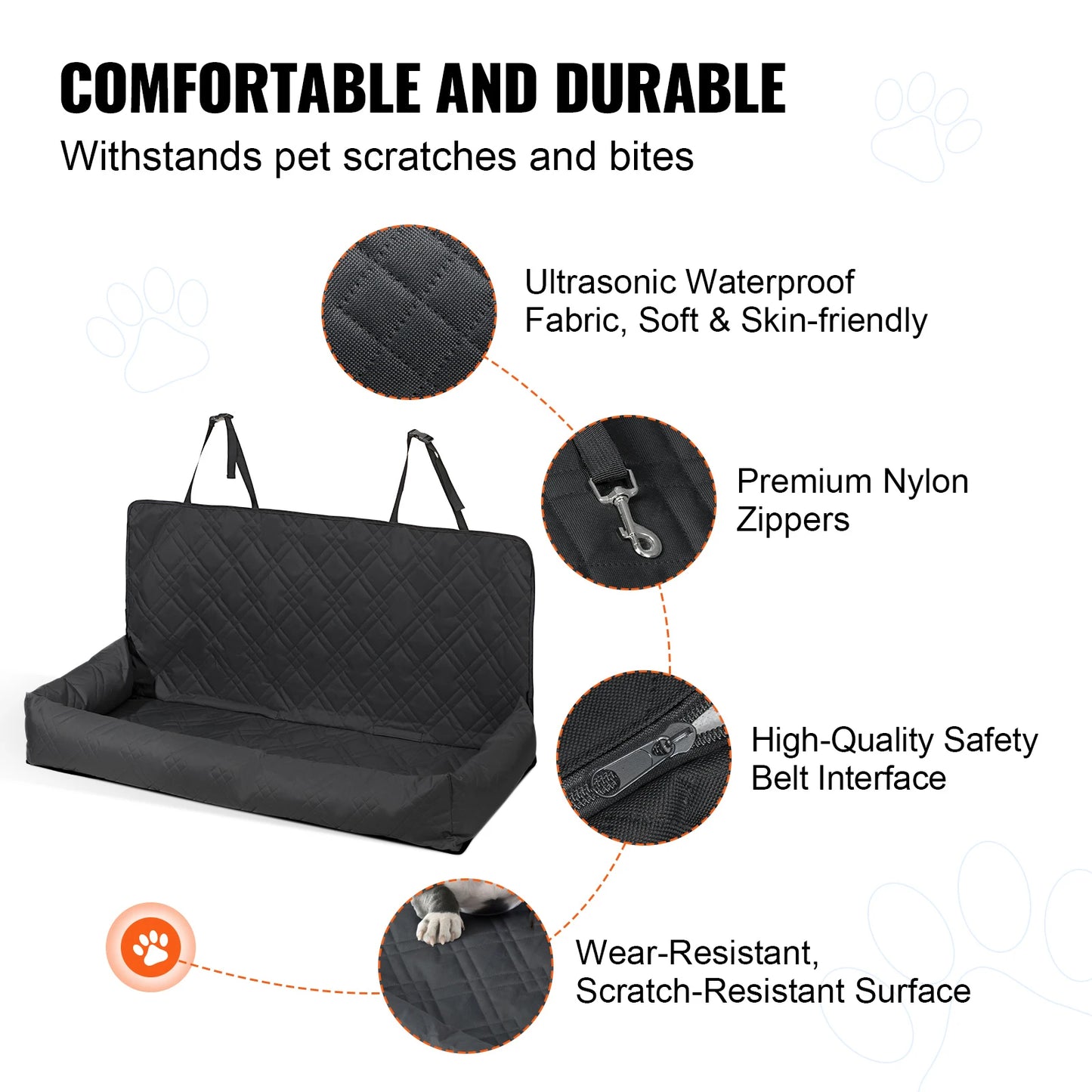 SucceBuy Waterproof Dog Car Seat Booster With Clip On Leash And PP Cotton Car Bed For Medium To Large Dogs