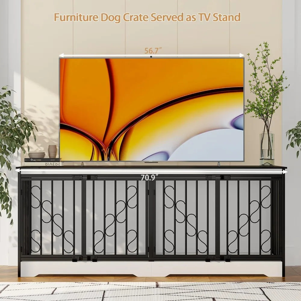 71 Inch Double Dog Crate Indoor Kennel for Two Large Dogs