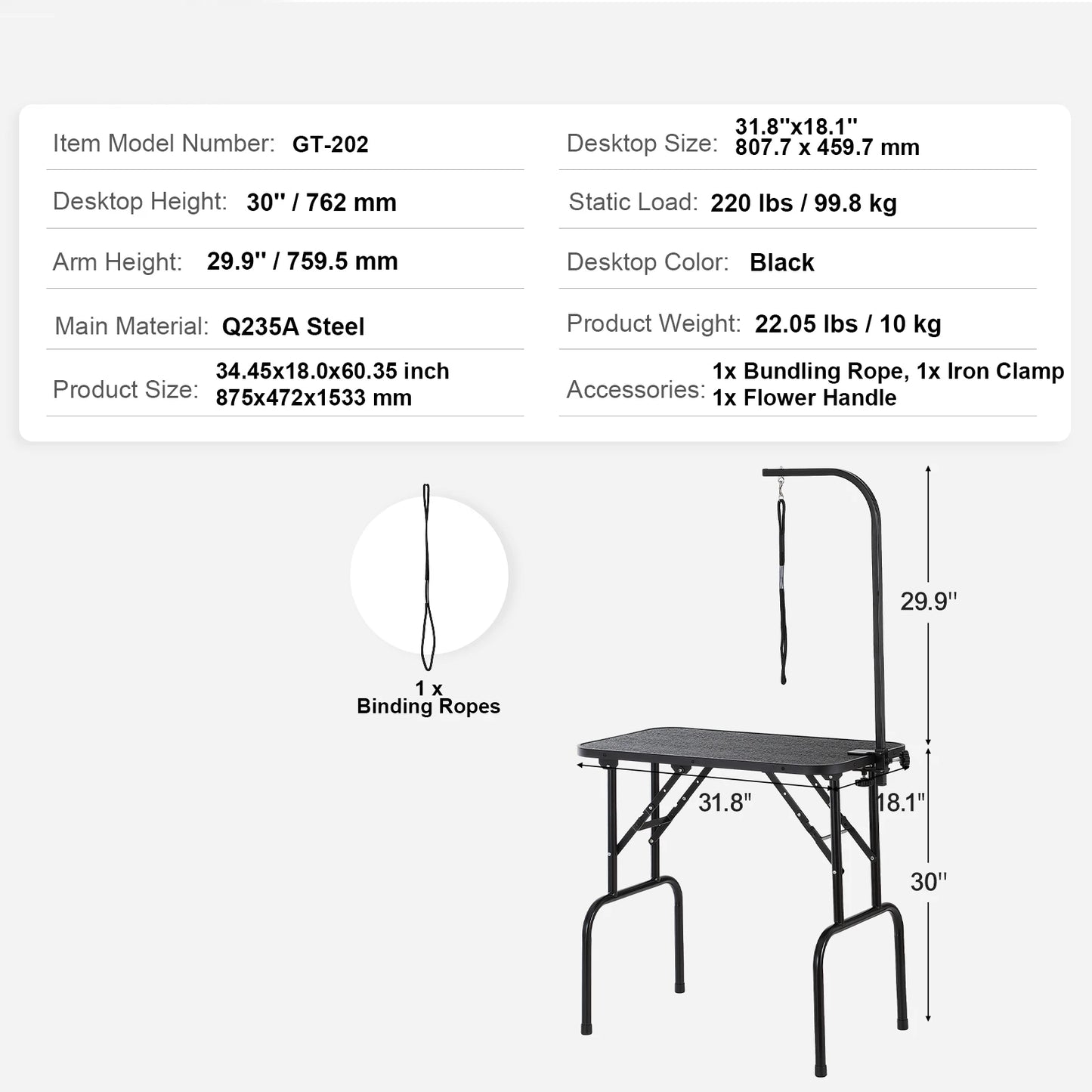 SucceBuy Pet Grooming Table With Two Arms And Clamp Foldable Dog Grooming Stand For Medium And Small Dogs With Loop