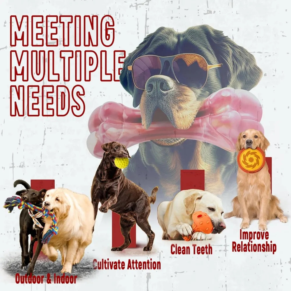 Zeaxuie 12 Pack Heavy Duty Dog Chew Toys Aggressive Chewers