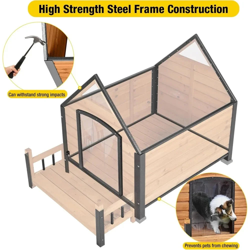 Outdoor Dog House for Large Breed Weatherproof Kennel