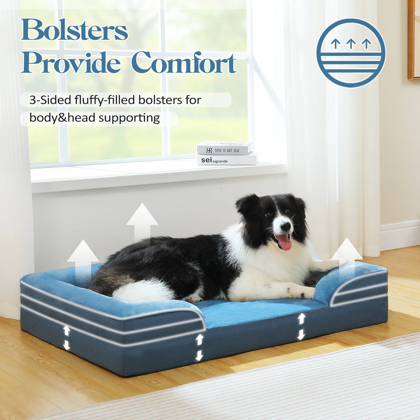 Large Dog Bed With Removable Cover Washable Non Slip Bottom