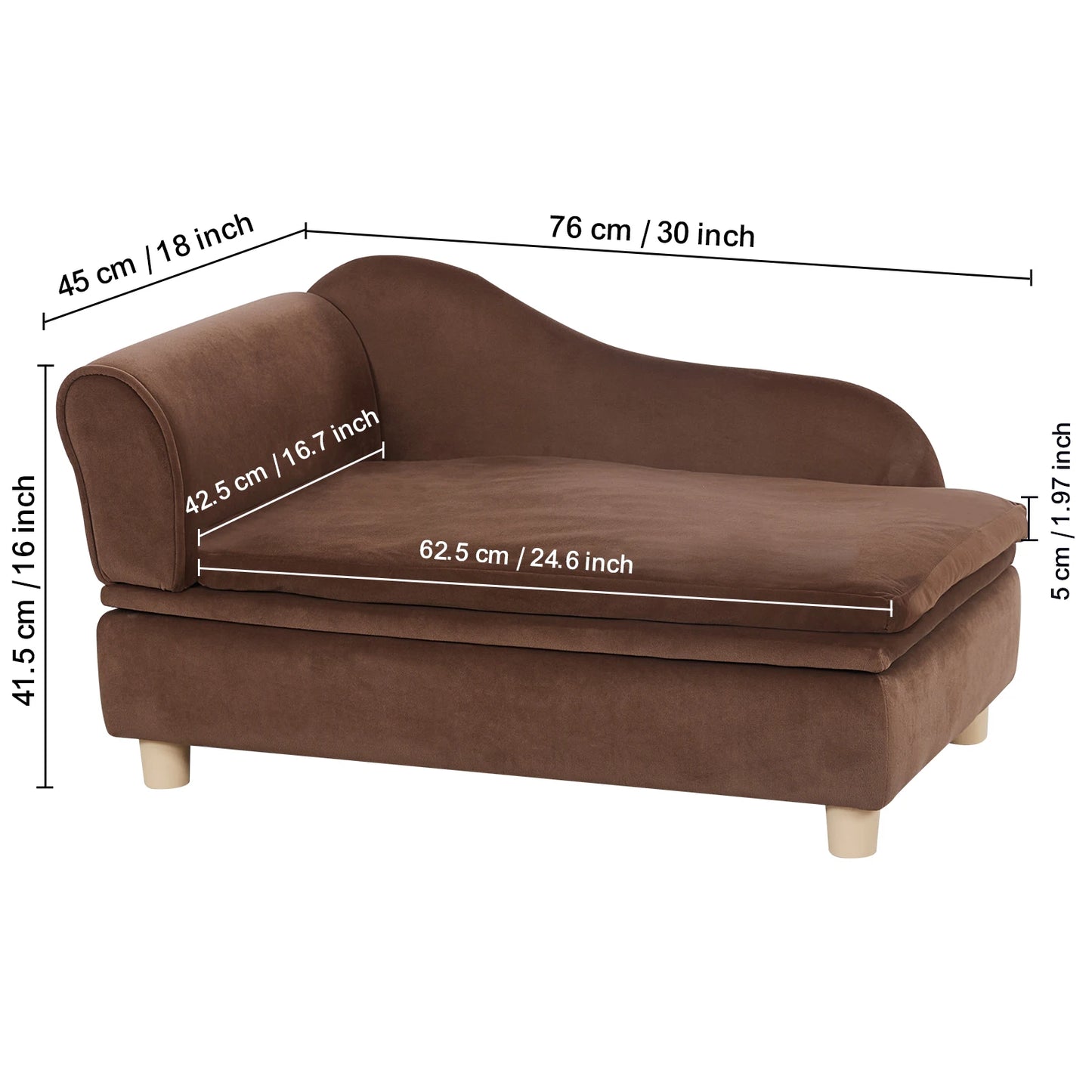 SucceBuy Pet Sofa Couch For Medium Sized Dogs And Cats Soft Velvety Dog Bed For Living Room Bedroom Clinic Pet Store