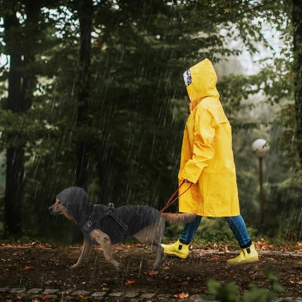 Reflective Waterproof Dog Raincoat Adjustable Hooded Jacket