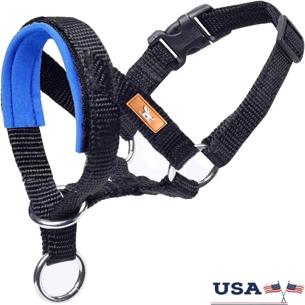 Padded Dog Head Collar Adjustable No Pull Harness Durable Nylon Strap Better Control for All Dog Sizes