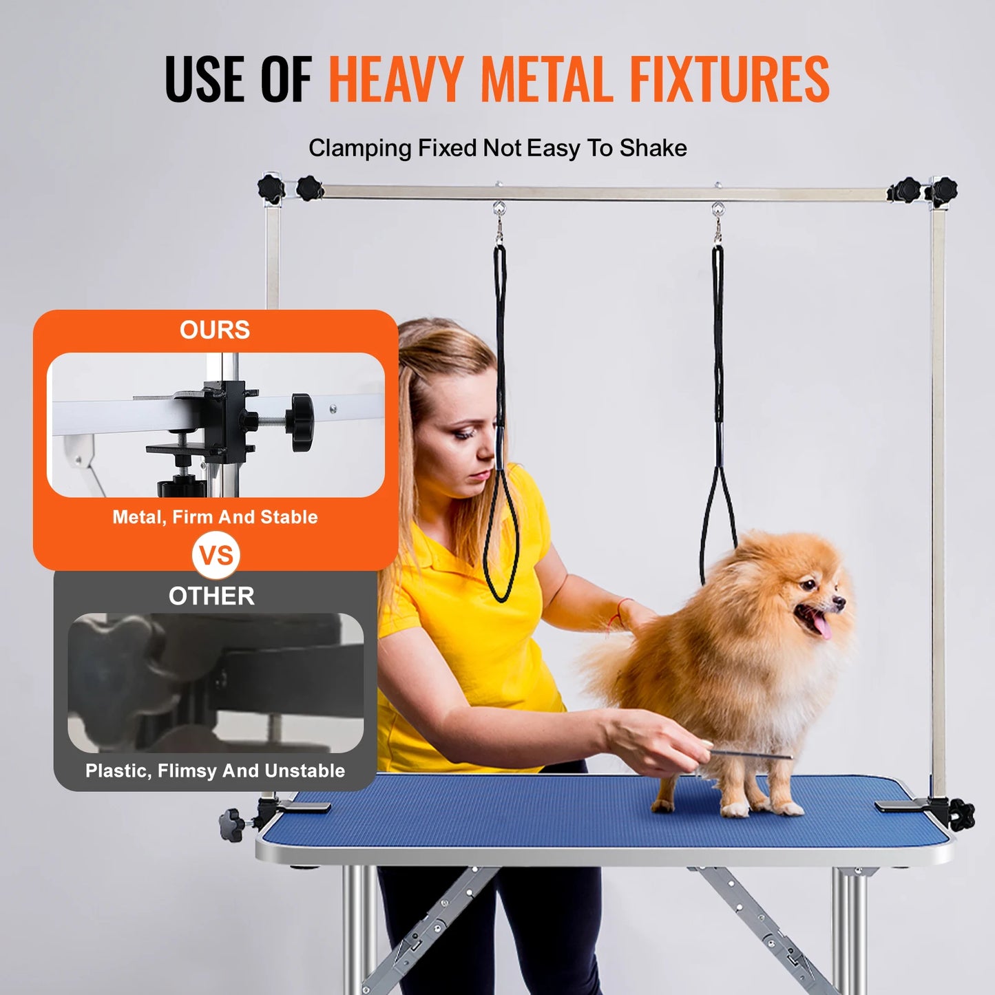 SucceBuy Foldable Pet Grooming Table With Arms And Clamp