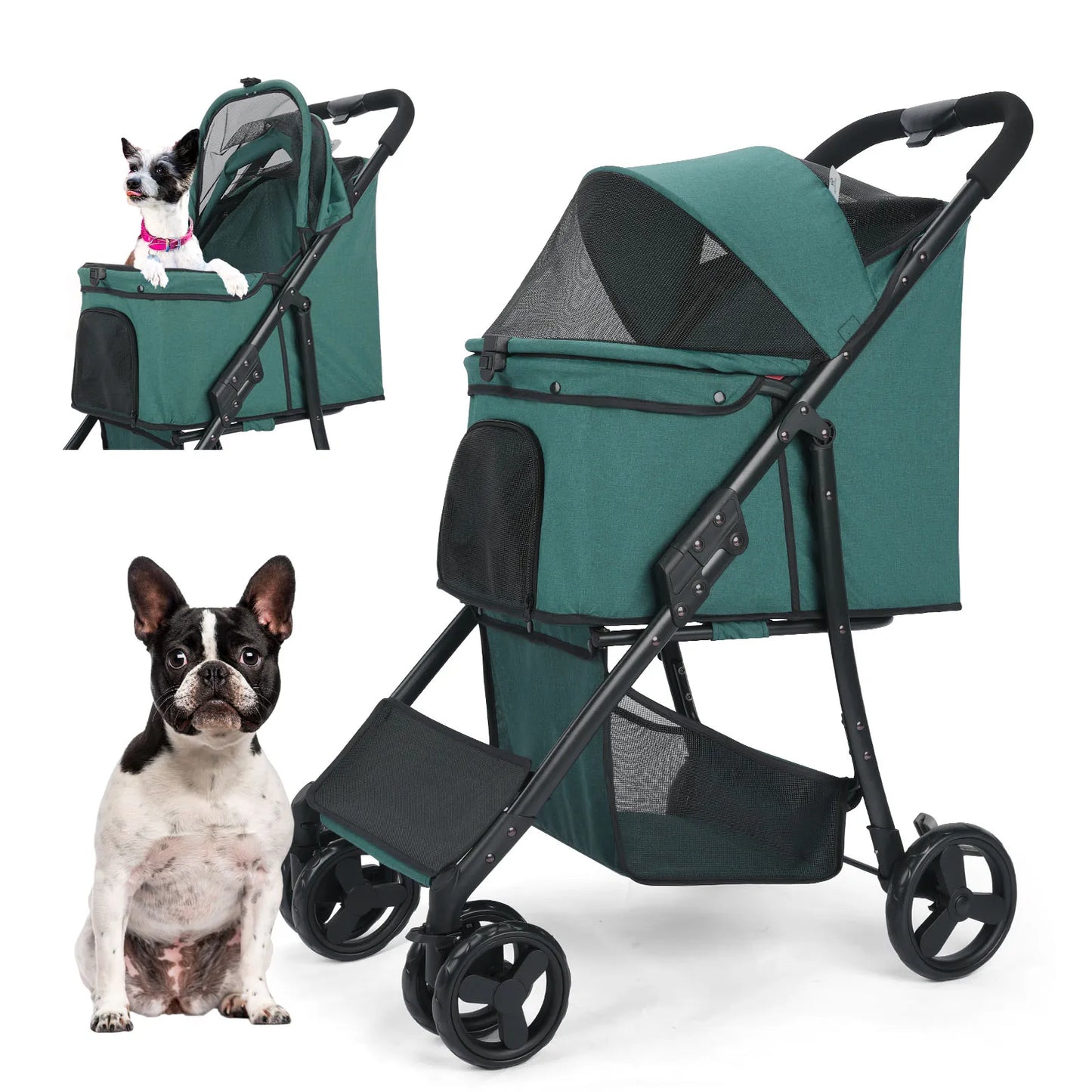Top  Brand Wedyvko Pet Stroller  Wheels Dog Stroller 360 Rotate with Brakes Basket for Small to Medium Sized Dog