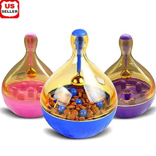 2 Piece Slow Feeder Toy for Cats and Dogs Interactive Pet Feeding Tumbler Puzzle Dispenses Treats Improves IQ and Reduces Bloating