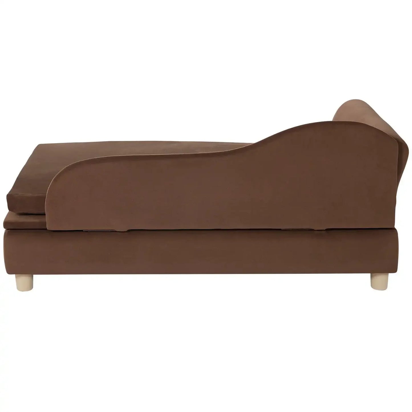 Pet Sofa for Large Dogs and Cats Dark Brown Velvety Bed