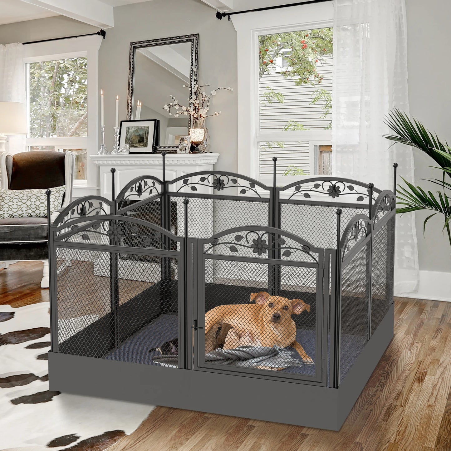 Dog Playpen Fence 8 Panels Detachable Exercise Pen With Pad