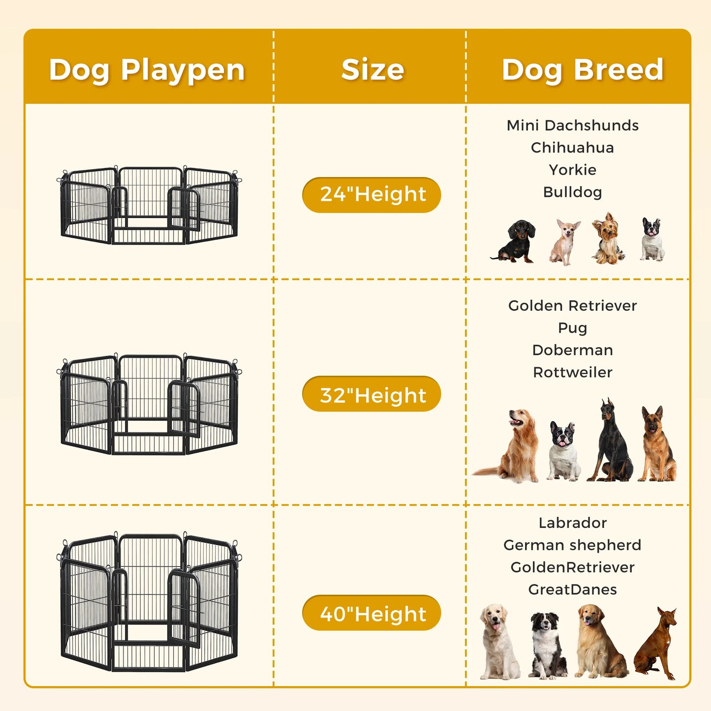 Foldable Dog Playpen With Door Outdoor Indoor Fence