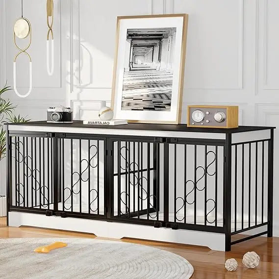71 Inch Double Dog Crate Indoor Kennel for Two Large Dogs