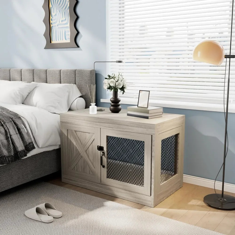 Corner Dog Crate With Double Doors 36 Inch End Table