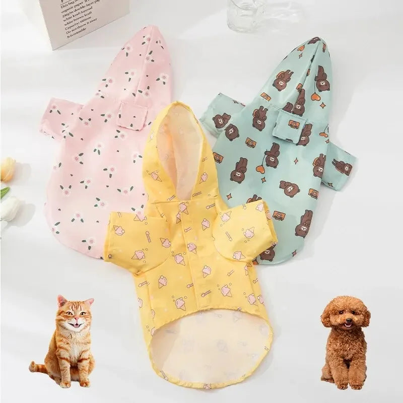 Dog Raincoat Summer Fashion Short Sleeve Waterproof Coat