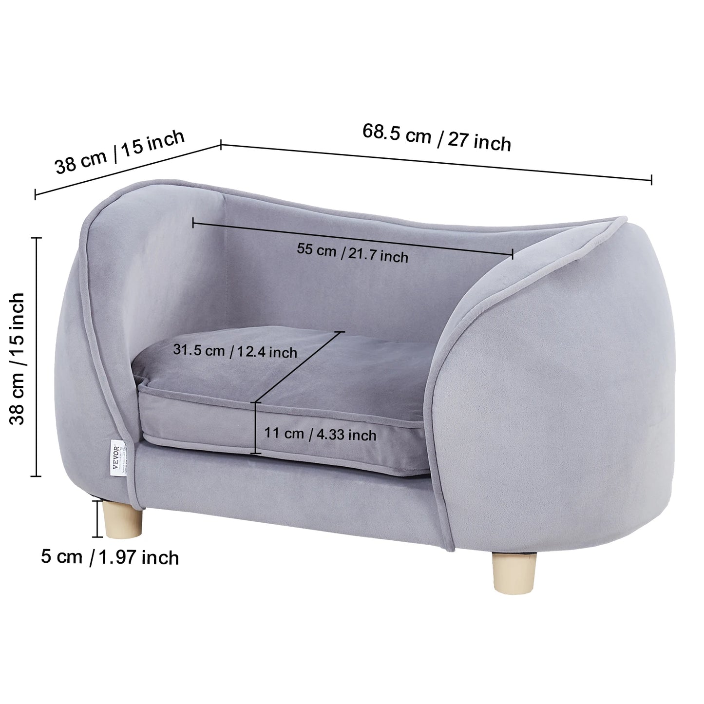 SucceBuy Pet Sofa Couch For Medium Sized Dogs And Cats Soft Velvety Dog Bed For Living Room Bedroom Clinic Pet Store