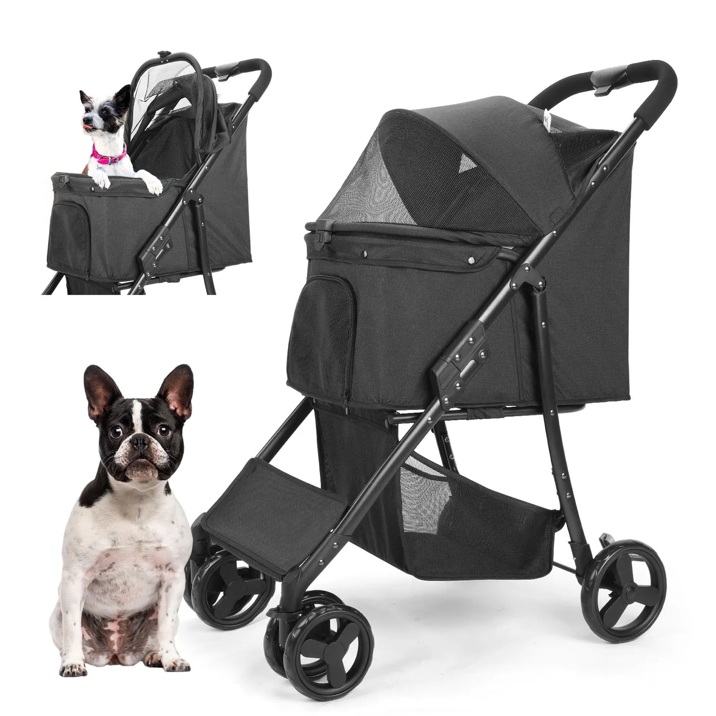 Top  Brand Wedyvko Pet Stroller  Wheels Dog Stroller 360 Rotate with Brakes Basket for Small to Medium Sized Dog