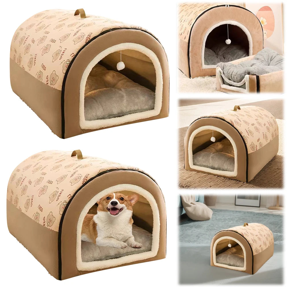 Detachable Plush Dog Nest Bed Shelter For Medium Dogs Cats