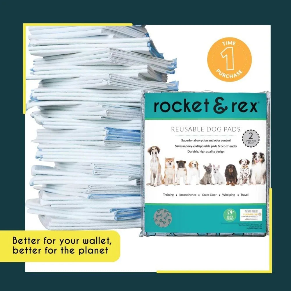 Rocket And Rex Premium Chew Toy Set And Reusable Pet Pads