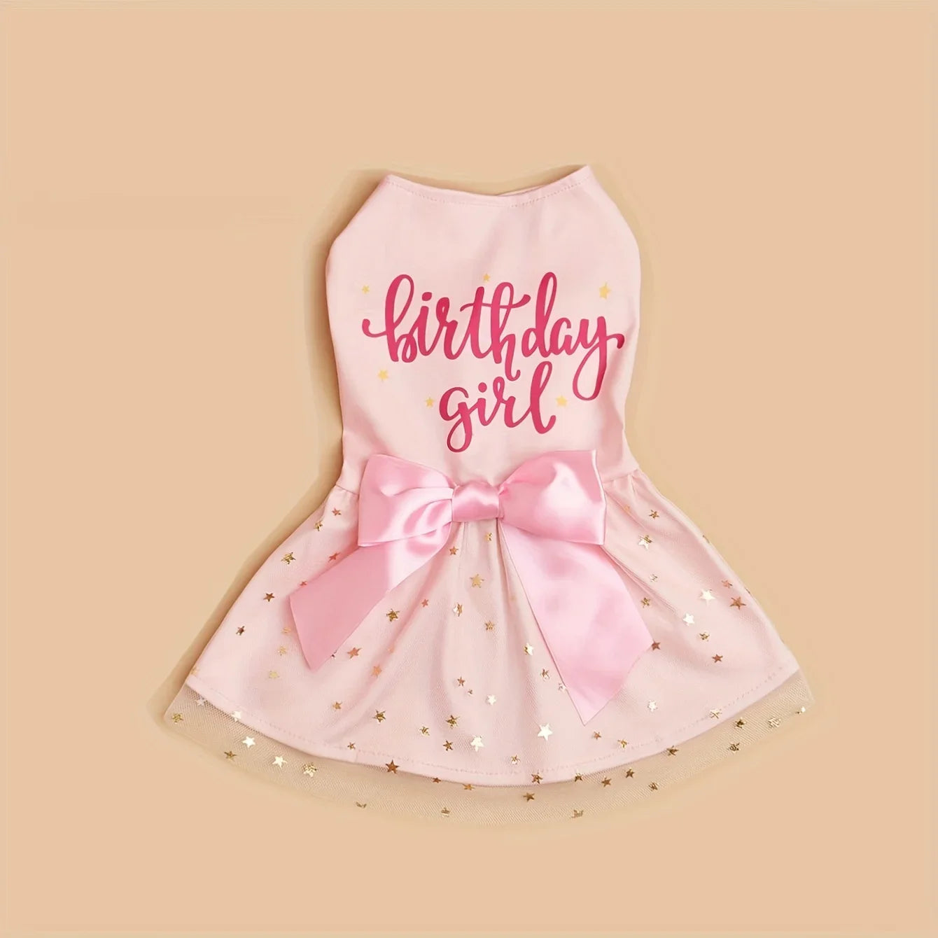 Pink Bowknot Tulle Dog Dress Pet Apparel Birthday Outfit