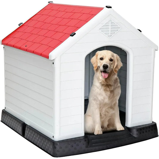 Large Plastic Dog House Waterproof Kennel With Air Vents