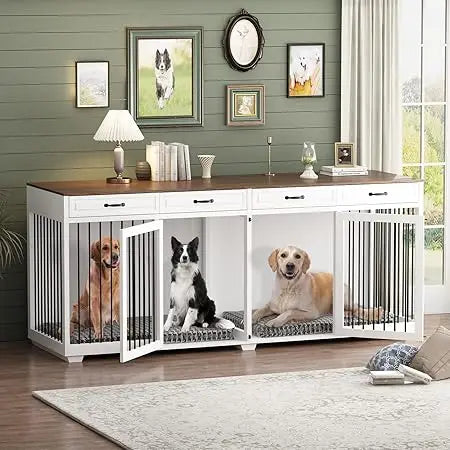 Extra Large Furniture Style Wooden Dog Crate 93 Inch Indoor