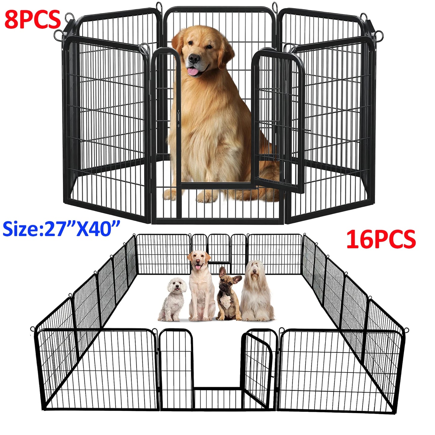 Foldable Dog Playpen With Door Outdoor Indoor Fence