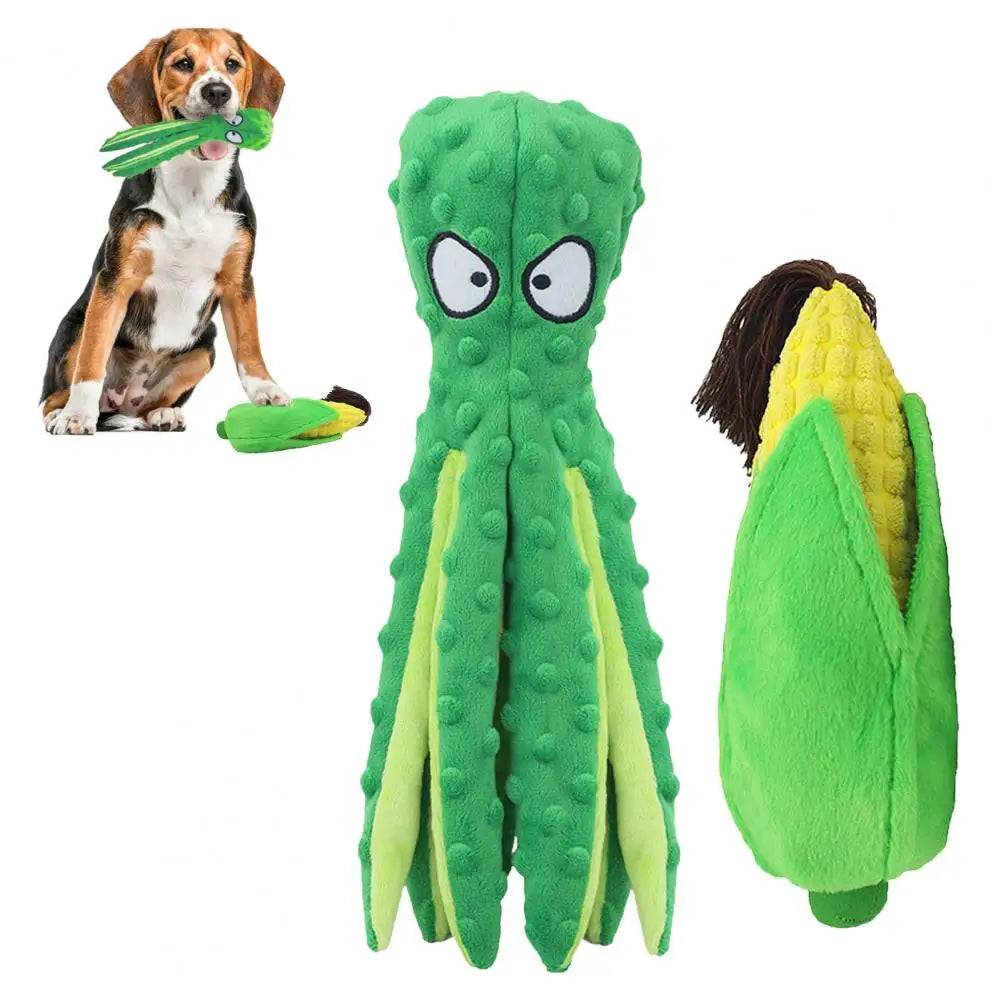 Pet Plush Octopus Dog Interactive Toy Indestructible Bite Resistant Squeaky Rattle for Dogs