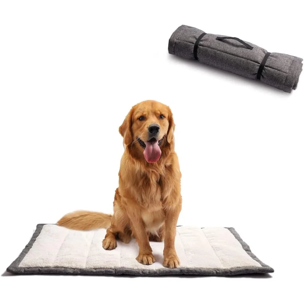 Travel Dog Bed Rollup Pet Mat Soft Washable Crate Pad