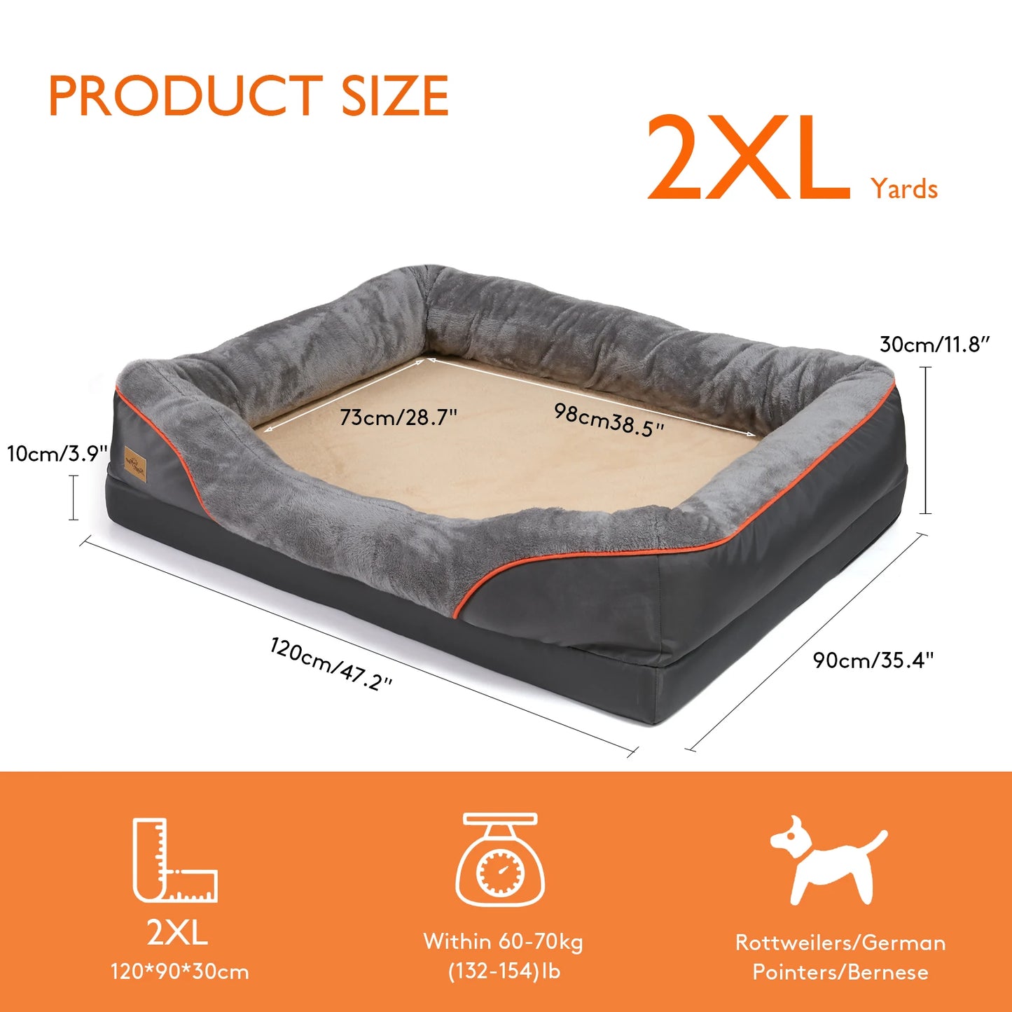 Large Dog Bed Soft Comfortable Anti Allergy Warm Fleece Removable Washable Cover Waterproof Pet Bed