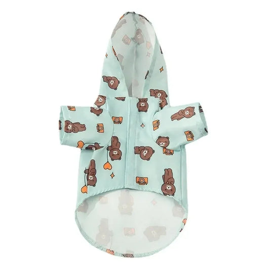 Dog Raincoat Summer Fashion Short Sleeve Waterproof Coat
