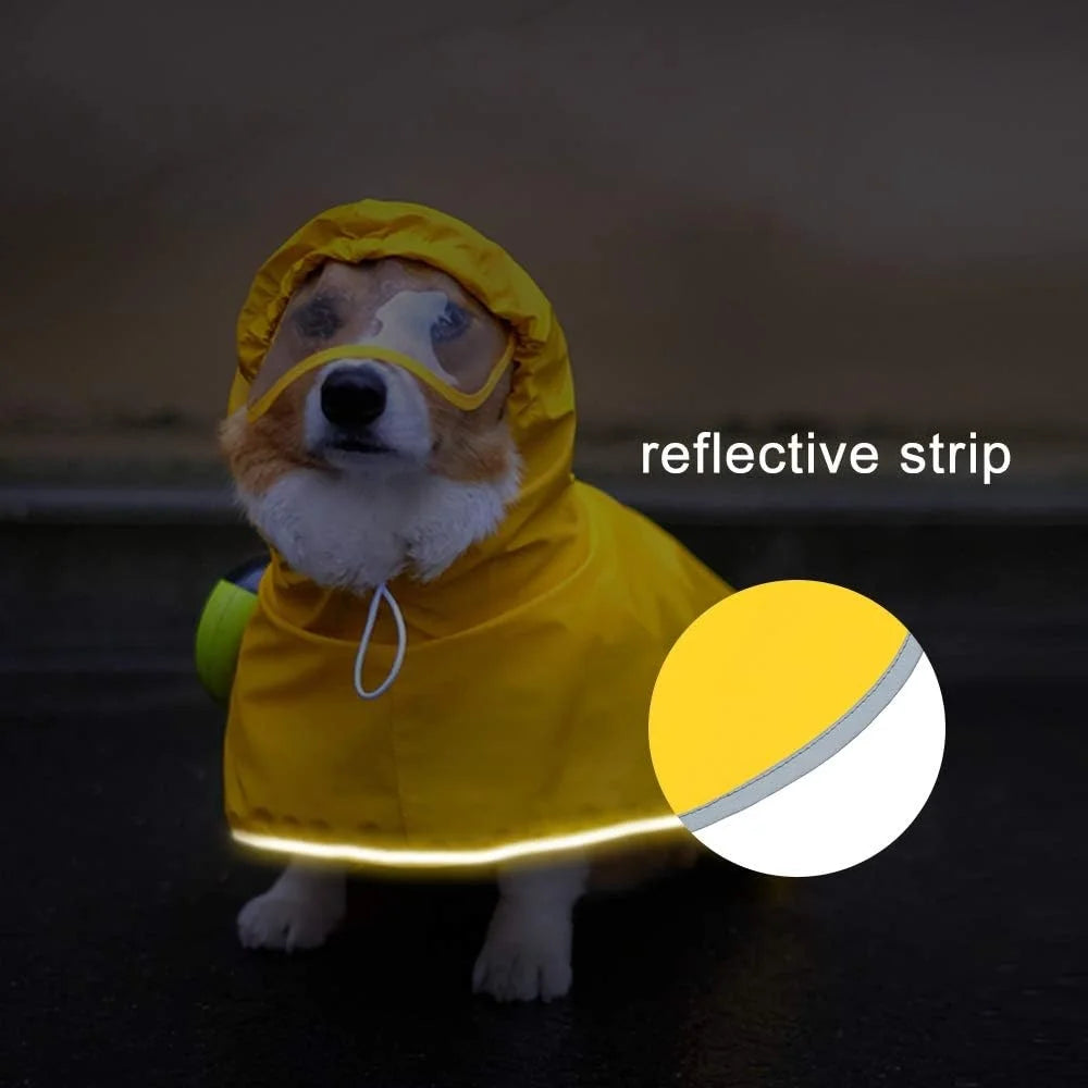 Waterproof Dog Raincoat with Hood Medium Lightweight Rain Jacket Adjustable Reflective Strip for Rainy Days Outdoor Travel