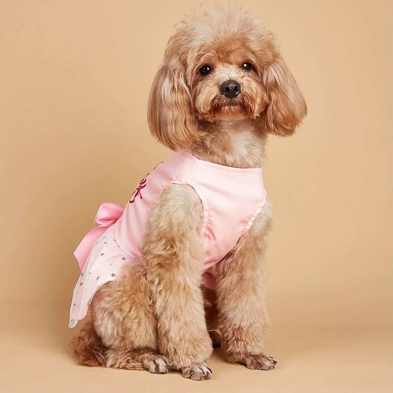 Pink Bowknot Tulle Dog Dress Pet Apparel Birthday Outfit