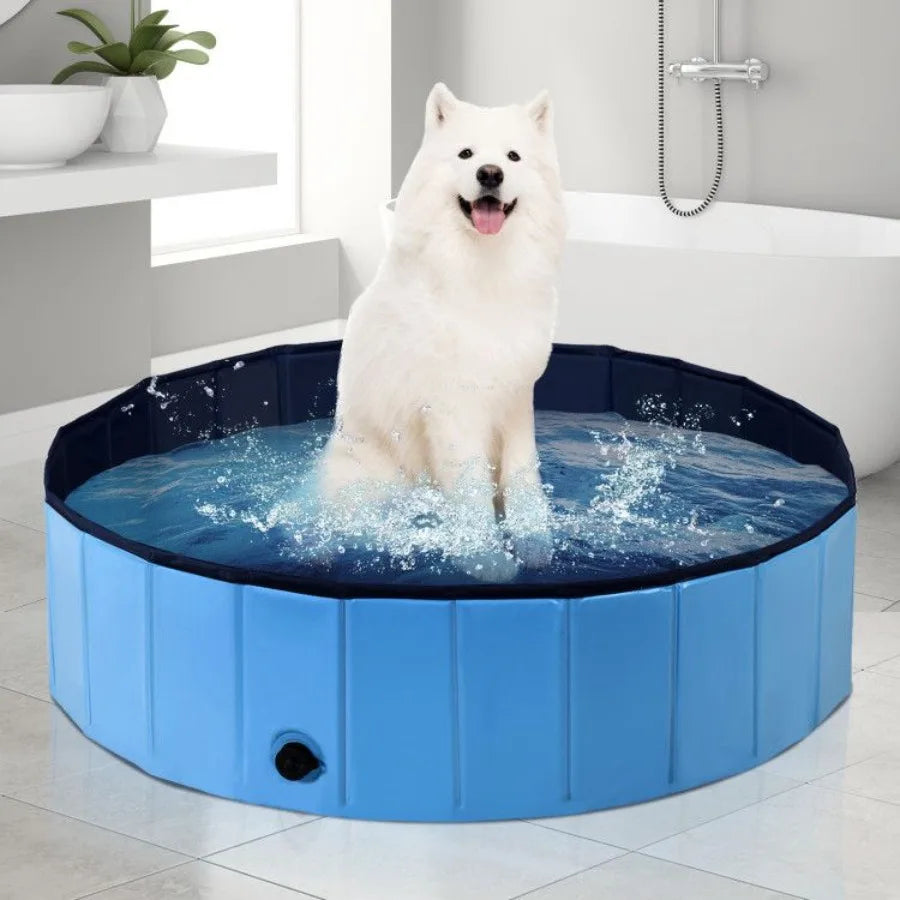 63 Inch Foldable Leakproof Dog Pet Pool Bathing Tub Kiddie Pool for Dogs and Cats