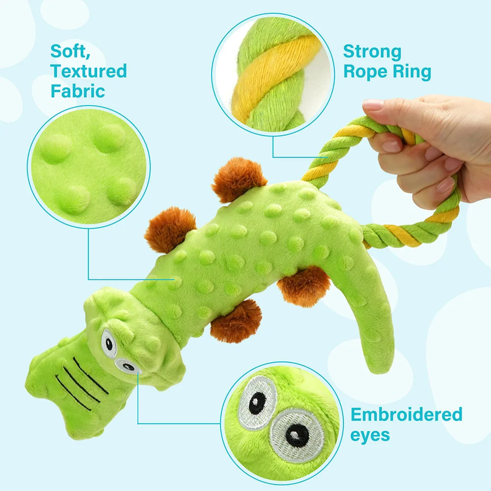 Dog Squeaky Toy 2 Pack Interactive Plush Tug Of War Toy