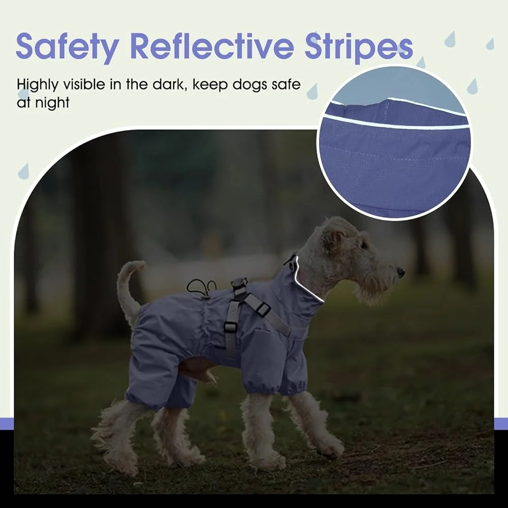 Waterproof Dog Raincoat Harness For Small Dogs Adjustable