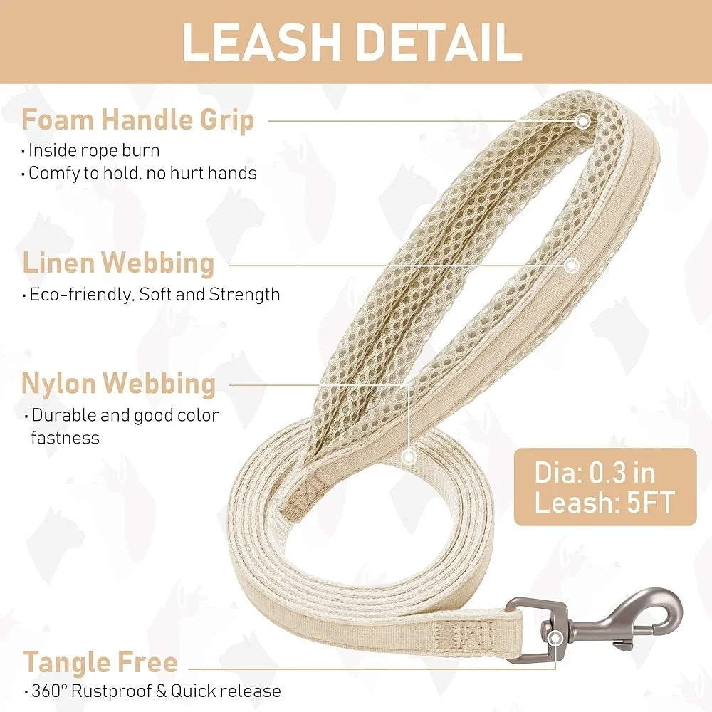 No Pull Step In Pet Harness Leash Collar Set Reflective Soft Mesh Comfortable Vest for Small Dogs and Puppies with Anti-Lost ID Tag