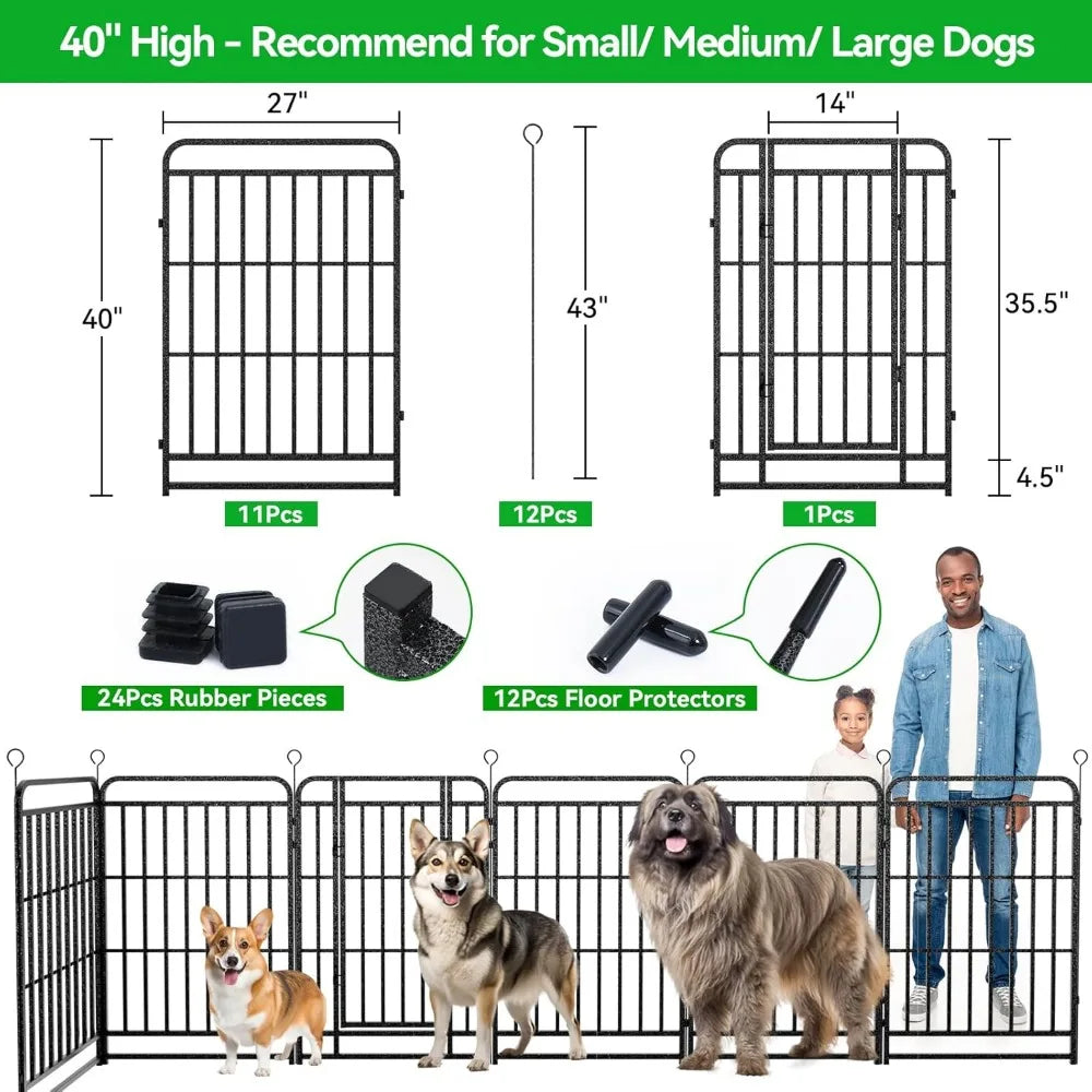 Outdoor Dog Playpen 12 Panels Heavy Duty Fence 40 Inch