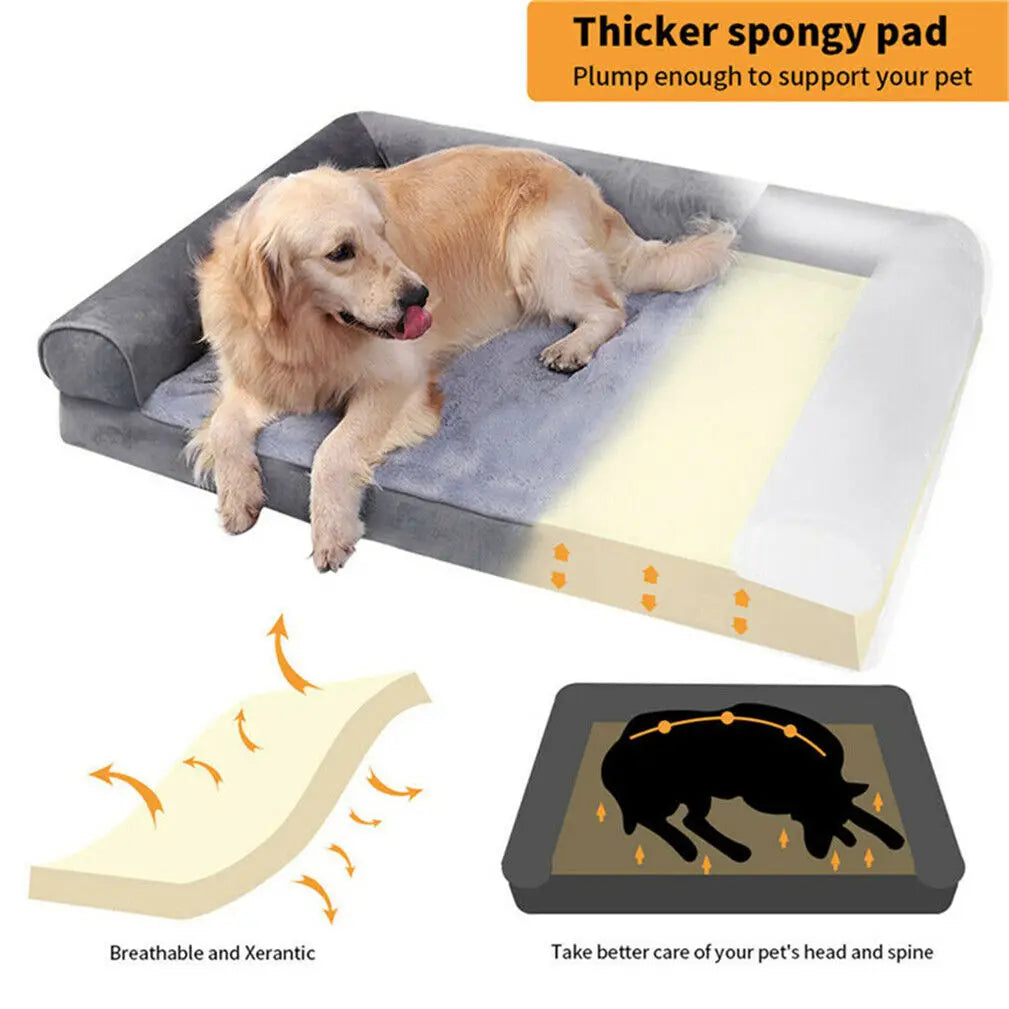 Extra Large Orthopedic Dog Bed Couch Sleeping Mattress with Removable Washable Cover and Soft Sponge Foam
