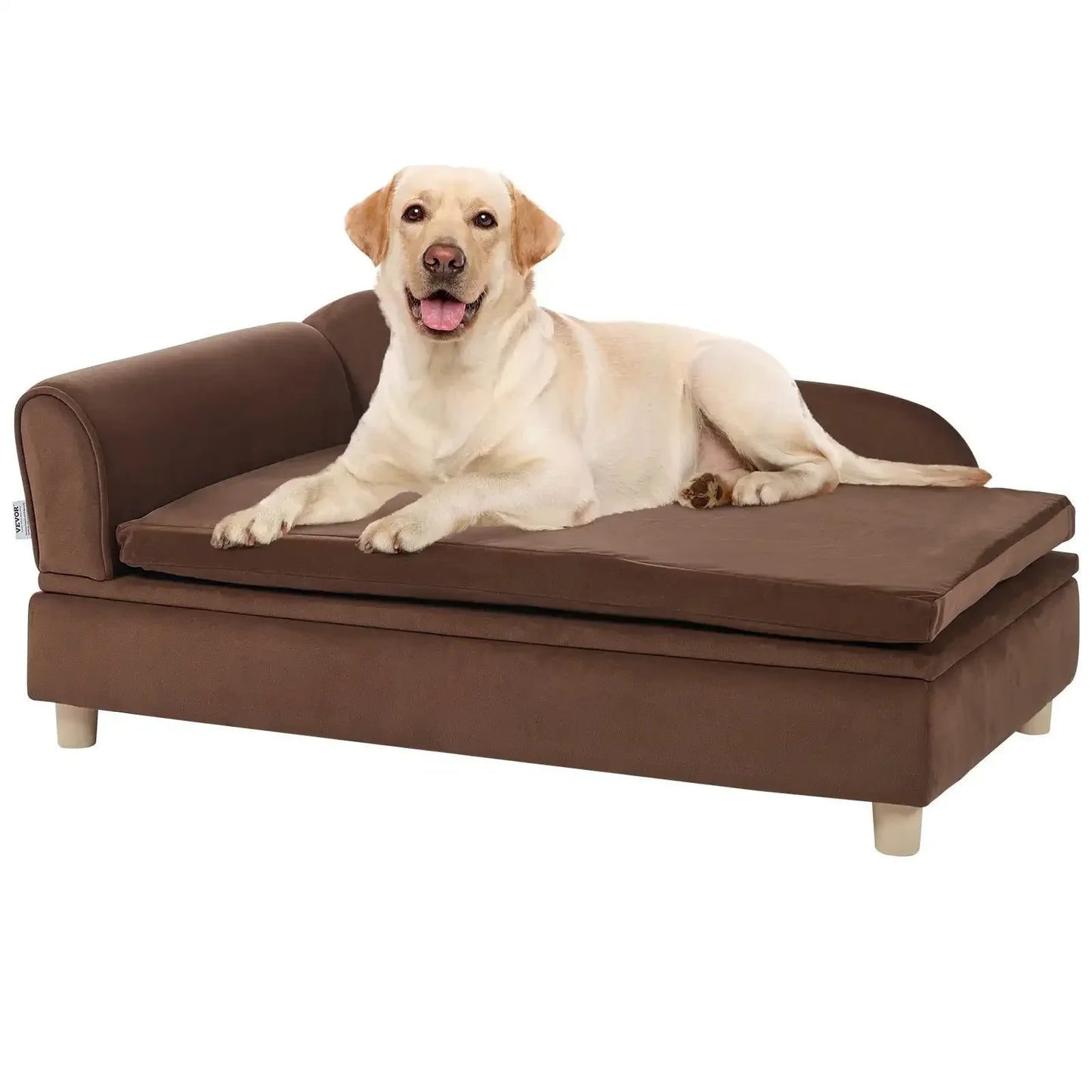 Pet Sofa for Large Dogs and Cats Dark Brown Velvety Bed