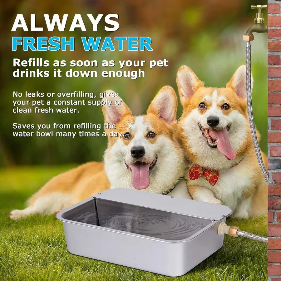 3 Gallon Automatic Dog Water Dispenser With Stainless Steel Bowl For Large Dogs Self Filling Auto Water Fountain Outdoor
