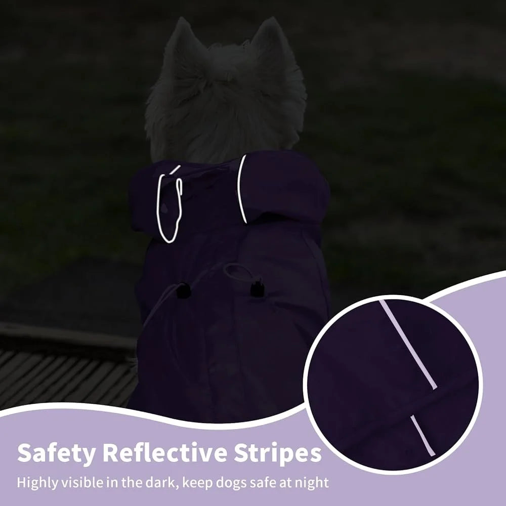Waterproof Dog Raincoat Reflective Jacket With Leash Hole
